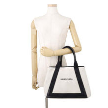 Load image into Gallery viewer, BALENCIAGA Navy Kabas White/Black5812922HH3N9260 Canvas Leather Size M