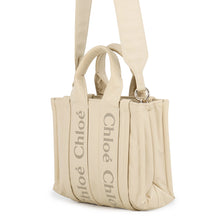 Load image into Gallery viewer, Chloe Woody 2WAY Tote Bag Dusty IvoryCHC23WS397L4122M Nylon Size Small