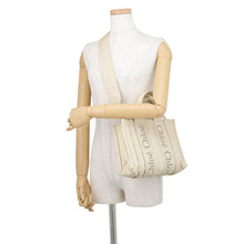 Load image into Gallery viewer, Chloe Woody 2WAY Tote Bag Dusty IvoryCHC23WS397L4122M Nylon Size Small