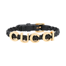 将图像加载到图库查看器中,GUCCI Logo Bracelet Size S Black684631 IAAA1 8029 Leather