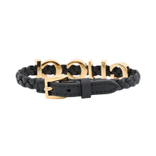 将图像加载到图库查看器中,GUCCI Logo Bracelet Size S Black684631 IAAA1 8029 Leather