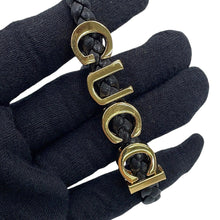 将图像加载到图库查看器中,GUCCI Logo Bracelet Size S Black684631 IAAA1 8029 Leather