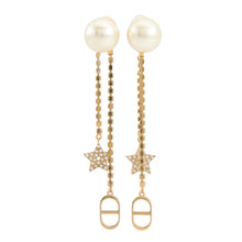 将图像加载到图库查看器中,Dior Tribales Earrings GoldE1270TRICY_D301 Metal Rhinestone Faux Pearl