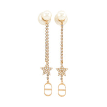 将图像加载到图库查看器中,Dior Tribales Earrings GoldE1270TRICY_D301 Metal Rhinestone Faux Pearl