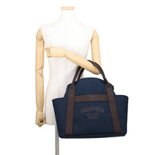 将图像加载到图库查看器中,HERMES Sucked Pansage Groom Navy/Feu Toile Chevrons Canvas