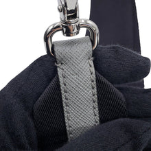 将图像加载到图库查看器中,PRADA Triangular Plate Shoulder Bag Gray/Black2VD059_9Z2_F03HH_V_OOO Saffiano LeatherLeather