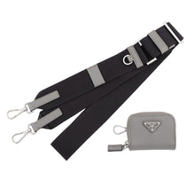 将图像加载到图库查看器中,PRADA Triangular Plate Shoulder Bag Gray/Black2VD059_9Z2_F03HH_V_OOO Saffiano LeatherLeather