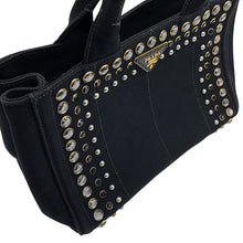 Load image into Gallery viewer, PRADA Canapa Bijoux Tote Bag BlackB24390 Canvas