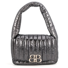 Load image into Gallery viewer, BALENCIAGA Monaco BB Logo One Shoulder Bag MetalicGray787896 Leather Size Small