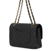 Load image into Gallery viewer, CHANEL Matelasse W Flap ChainShoulder Bag BlackA01112 Caviar Leather Size 25