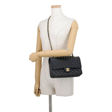 Load image into Gallery viewer, CHANEL Matelasse W Flap ChainShoulder Bag BlackA01112 Caviar Leather Size 25