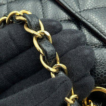 Load image into Gallery viewer, CHANEL Matelasse W Flap ChainShoulder Bag BlackA01112 Caviar Leather Size 25