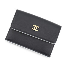Load image into Gallery viewer, CHANEL Tri-fold compact wallet Black Lambskin