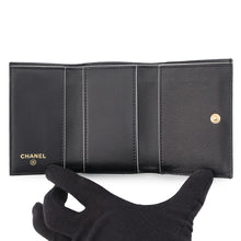 Load image into Gallery viewer, CHANEL Tri-fold compact wallet Black Lambskin
