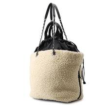 Load image into Gallery viewer, CHANEL Boa Drawstring Bag Tote Bag Ivory/Black Mouton Nylon