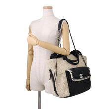Load image into Gallery viewer, CHANEL Boa Drawstring Bag Tote Bag Ivory/Black Mouton Nylon