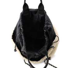Load image into Gallery viewer, CHANEL Boa Drawstring Bag Tote Bag Ivory/Black Mouton Nylon