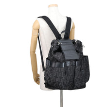 Load image into Gallery viewer, FENDI Zucca Drawstring Backpack Black7VZ056 FFJacquard Leather