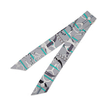 Load image into Gallery viewer, HERMES Twilly Riding Equipment Set Panoplie Equestre Gray/White/Menthol Silk100%