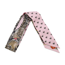 Load image into Gallery viewer, HERMES Twilly Jungle Love Love Pink Pearl / Etoupe / Blanc Silk100%