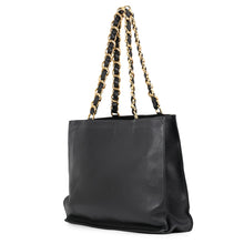 将图像加载到图库查看器中,CHANEL Large CC Logo Chain Tote Bag Black Leather