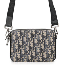 Load image into Gallery viewer, Dior Oblique Jacquard Zip Pouch with Strap Beige/Black2OBBC119YSE_H05E Canvas Calf Leather