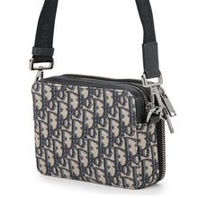 Load image into Gallery viewer, Dior Oblique Jacquard Zip Pouch with Strap Beige/Black2OBBC119YSE_H05E Canvas Calf Leather