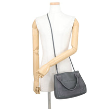 Load image into Gallery viewer, BALENCIAGA Navy Cabas Perforated 2-Way Bag Gray390346 Leather Canvas Size XS