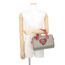 将图像加载到图库查看器中,GUCCI GG Supreme Small Boston 2WAY Bag Beige/Red409529 GG Supreme Leather