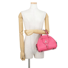 将图像加载到图库查看器中,JIMMY CHOO Varenne Bowling Bag Pink Leather Size Small