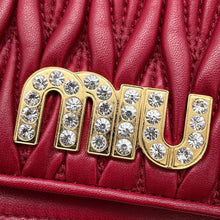 将图像加载到图库查看器中,MIUMIU Matelassé Crystal Chain Wallet Red5DH029 Leather