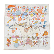 Load image into Gallery viewer, HERMES Carre 90 Le Pommier Sellier Size 90 White/Blue・Glacier/Apricot Silk100%