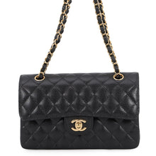 Load image into Gallery viewer, CHANEL Matelasse W Flap ChainShoulder Bag BlackA01113 Caviar Leather Size 23