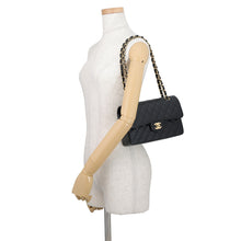Load image into Gallery viewer, CHANEL Matelasse W Flap ChainShoulder Bag BlackA01113 Caviar Leather Size 23
