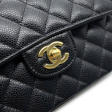 Load image into Gallery viewer, CHANEL Matelasse W Flap ChainShoulder Bag BlackA01113 Caviar Leather Size 23