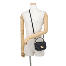 将图像加载到图库查看器中,CELINE Triomphe Bezas Claire Black10L063 Calf Leather Size Mini