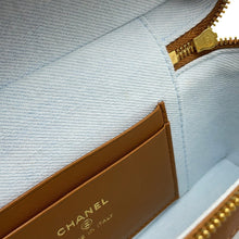 Load image into Gallery viewer, CHANEL Vanity ChainShoulder Light Blue/BrownAP5164 Washed denim leather