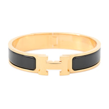 Load image into Gallery viewer, HERMES ClicH Bangle Size PM Black Gold Plated Enamel