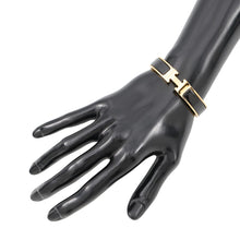 Load image into Gallery viewer, HERMES ClicH Bangle Size PM Black Gold Plated Enamel
