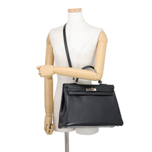 Load image into Gallery viewer, HERMES Kelly Retourne Black Box Calf Leather Size 35