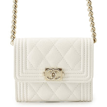 Load image into Gallery viewer, CHANEL Boy Onel Chain Compact Wallet WhiteAP2206 Caviar Leather