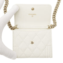 Load image into Gallery viewer, CHANEL Boy Onel Chain Compact Wallet WhiteAP2206 Caviar Leather