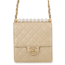 Load image into Gallery viewer, CHANEL Square-shaped Matelasse Chain Shoulder Bag Champagne Gold Lambskin