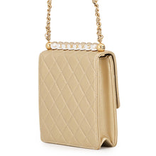 Load image into Gallery viewer, CHANEL Square-shaped Matelasse Chain Shoulder Bag Champagne Gold Lambskin