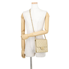 Load image into Gallery viewer, CHANEL Square-shaped Matelasse Chain Shoulder Bag Champagne Gold Lambskin