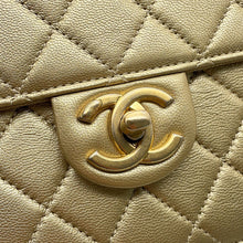 Load image into Gallery viewer, CHANEL Square-shaped Matelasse Chain Shoulder Bag Champagne Gold Lambskin