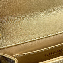 Load image into Gallery viewer, CHANEL Square-shaped Matelasse Chain Shoulder Bag Champagne Gold Lambskin