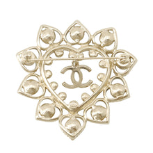 Load image into Gallery viewer, CHANEL CC Logo Color Stone Brooch Champagne Gold Gold Plated Rhinestone Faux Pearl Color Stone