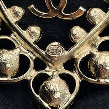 Load image into Gallery viewer, CHANEL CC Logo Color Stone Brooch Champagne Gold Gold Plated Rhinestone Faux Pearl Color Stone