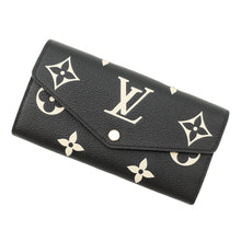将图像加载到图库查看器中,LOUIS VUITTON Portefeuille Sarah Noir/BeigeM80496 Bicolor Monogram Empreinte Leather